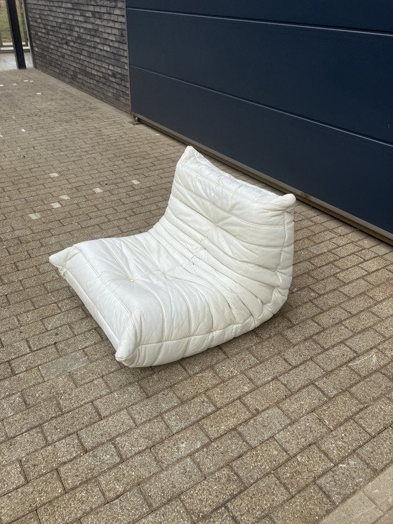 Image 1 of 100% autentico Ligne Roset Togo 1 posto, pelle bianco sporco '87