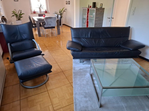 Rolf Benz BMP 418 Torino Lounge Set - Black Leather (3-Seater, Armchair & Ottoman)