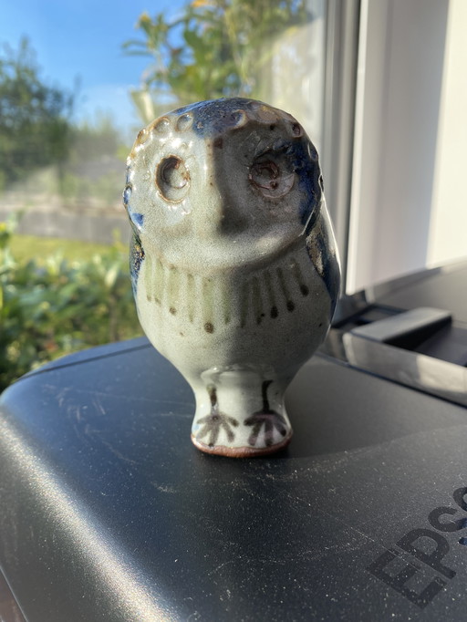 Vintage 60's Owl signed in Ceramic by Thierry and Chantal Robert