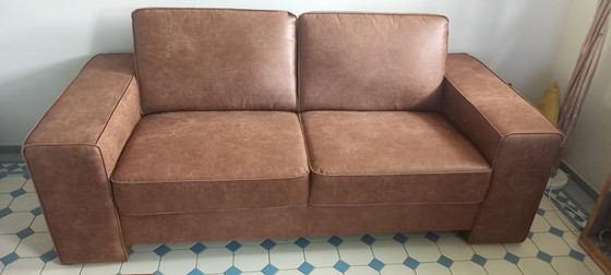 Divano a 2 posti con pouf, stile western, colore cognac, NUOVO! – Mancini Italia, Divani 2 posti, Leather (photo 2 of 7)