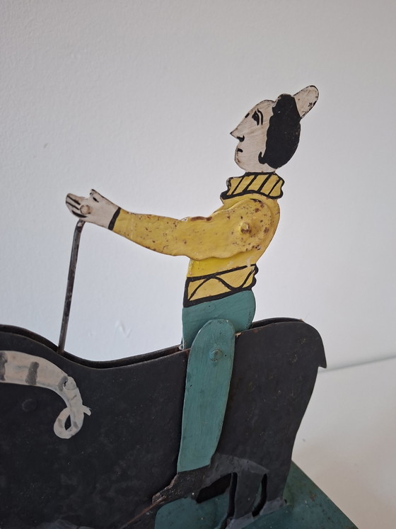 Image 1 of Metallspielzeug – Balancefiguren, Ziehfigur, Rodeo-Clown, 1930er Jahre