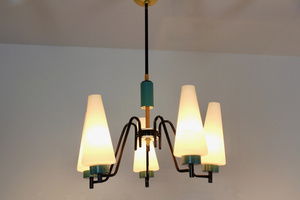 Nederlands staal, hout & opaline glazen hanger