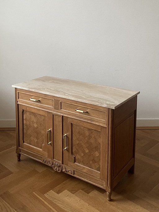 Vintage oak travertine sideboard
