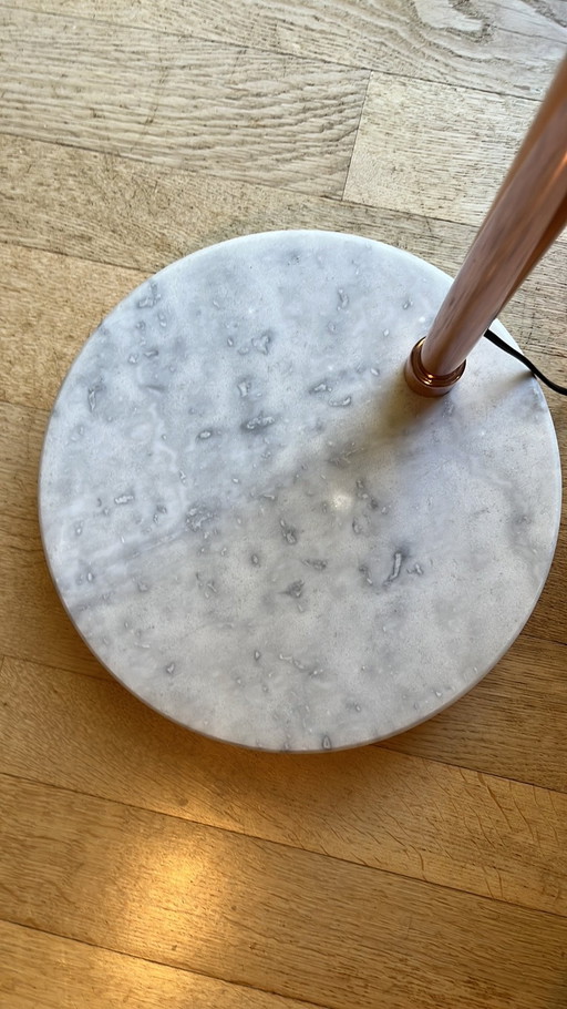 Prachtige staan lamp koper/wit marmer