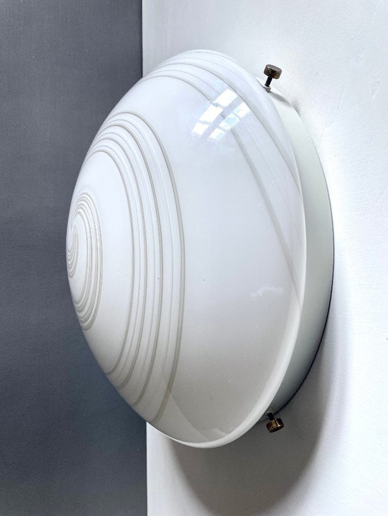 Image 1 of Murano art glass Swirled three-light large wall/ceiling lamp. Italy, 1980s.