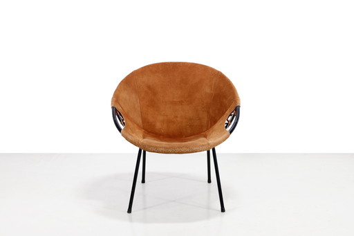 Deux chaises ballon vintage en daim de Lusch Erzeugnis