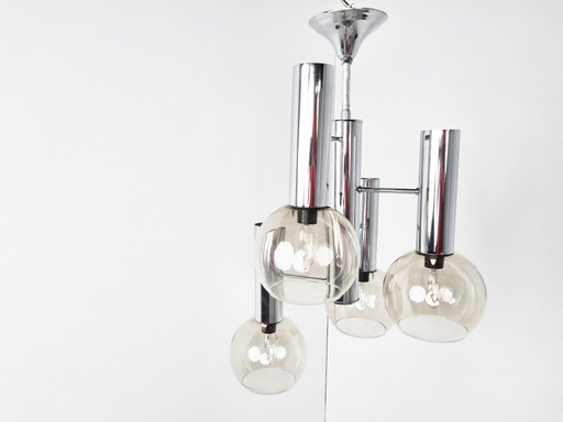 Lampadario vintage a forma di globo in vetro, anni '70