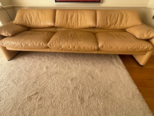 Titel: Cassina Maralunga set (3-zit, 2-zit, fauteuil) – Cognac / kameel leder
