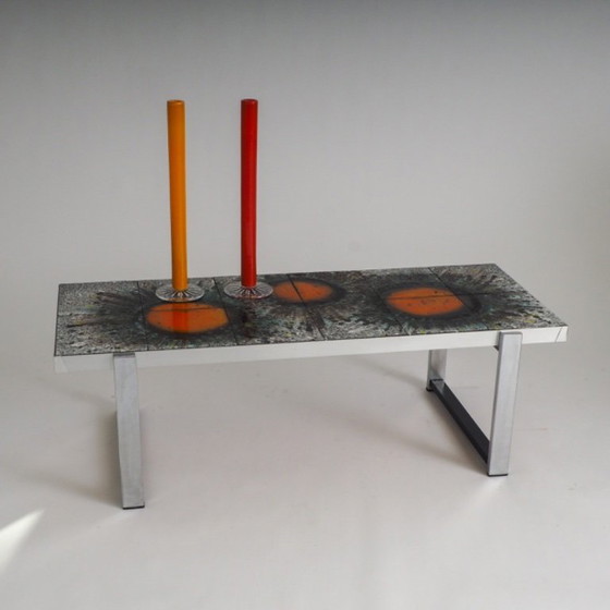 Image 1 of Mid-Century Modern Sunburst Tile Coffee Table