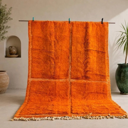 Burnt Orange Beni M’rirt Moroccan Rug – Handmade Wool Area Rug – Luxury Berber Rug – 210x320 cm – Contemporary Moroccan Decor