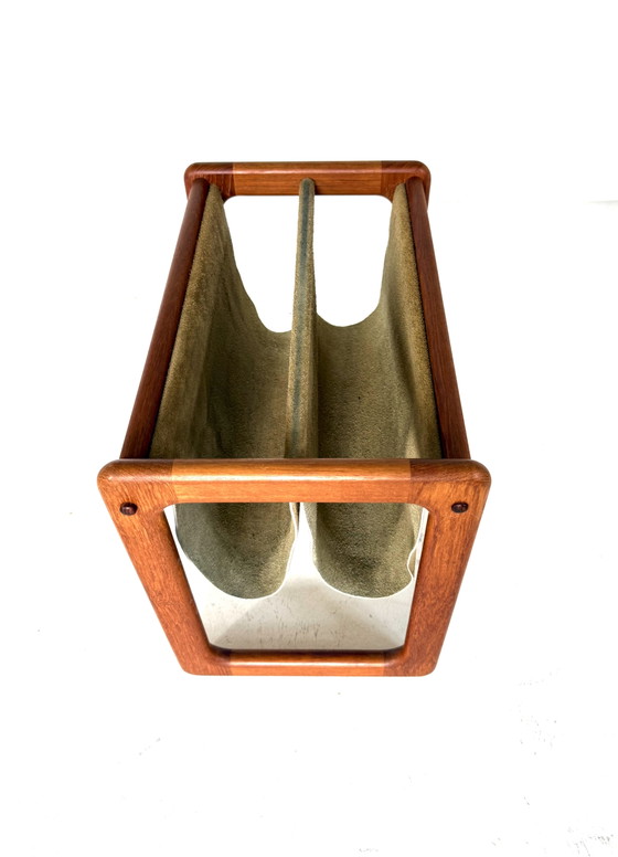 Vintage Teak Magazine Rack, Vildbjerg Møbelfabrik ‘60 – Wood, Leather (photo 6 of 7)