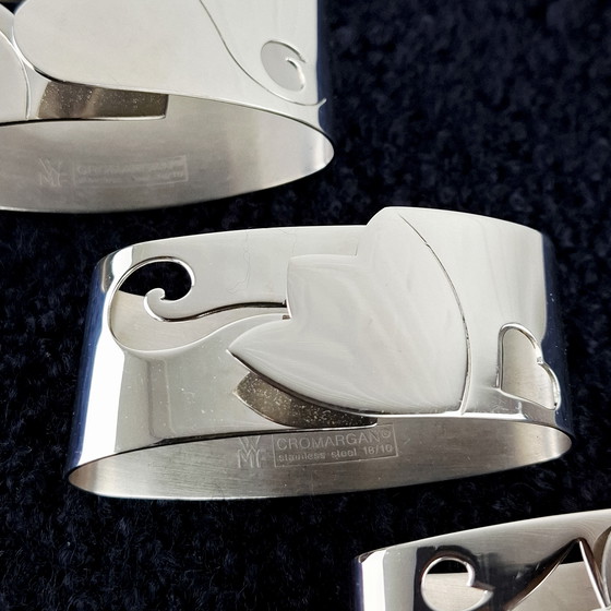 Image 1 of 5 anelli per tovaglioli vintage in acciaio inox WMF Cromargan art deco