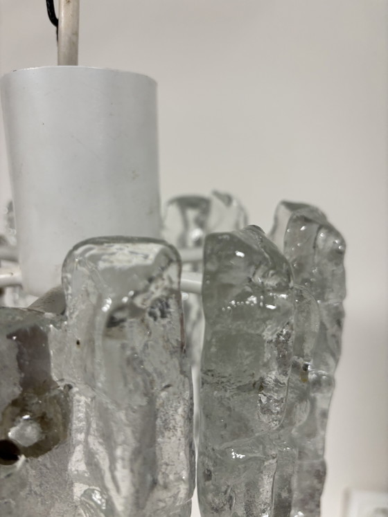 Image 1 of Ijsglas hanglamp van Kalmar Franken, geproduceerd in Oostenrijk gedurende de jaren 60