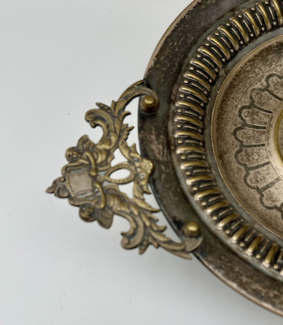 Image 1 of Ciotola con piede placcata in argento e manici rocaille – stile storicista