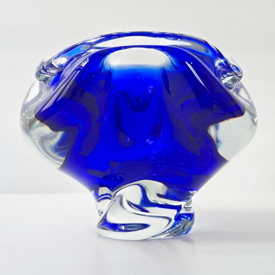 Image 1 of SUPERB VINTAGE 1960s MURANO BLUE GLASS ASHTRAY