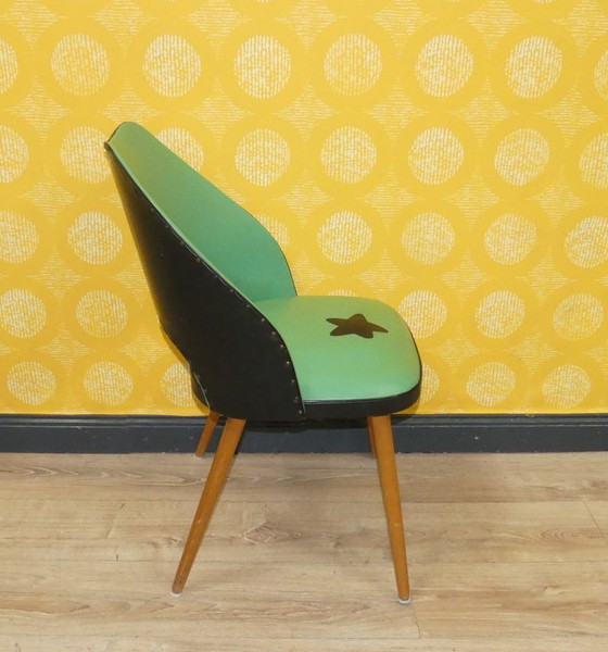 Image 1 of Chaise de cocktail des années 50 60 vert clair rockabilly classique chaise en bois vintage