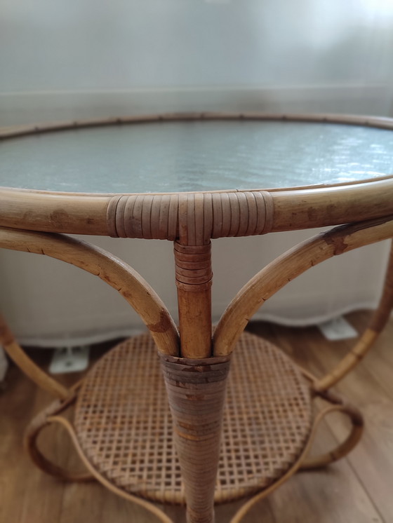 Image 1 of Rattan Table Table Rohe Noordwolde clouded glass