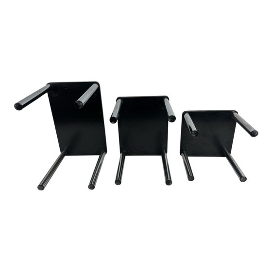 Vintage Space Ace three-piece table set 1970s – Side tables, Wood, Chrome (photo 4 of 5)