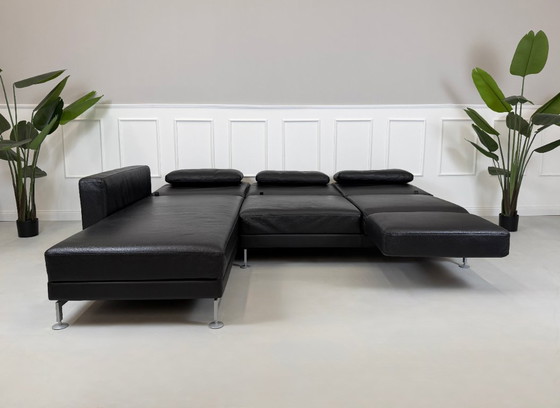 Image 1 of Brühl Moule corner sofa, leather sofa with sleeping function, black, Jumbo