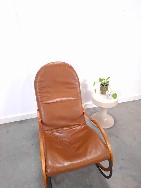 Image 1 of Leder-Schaukelstuhl Nonna von Paul Tuttle, Strässle, Schaukelstuhl