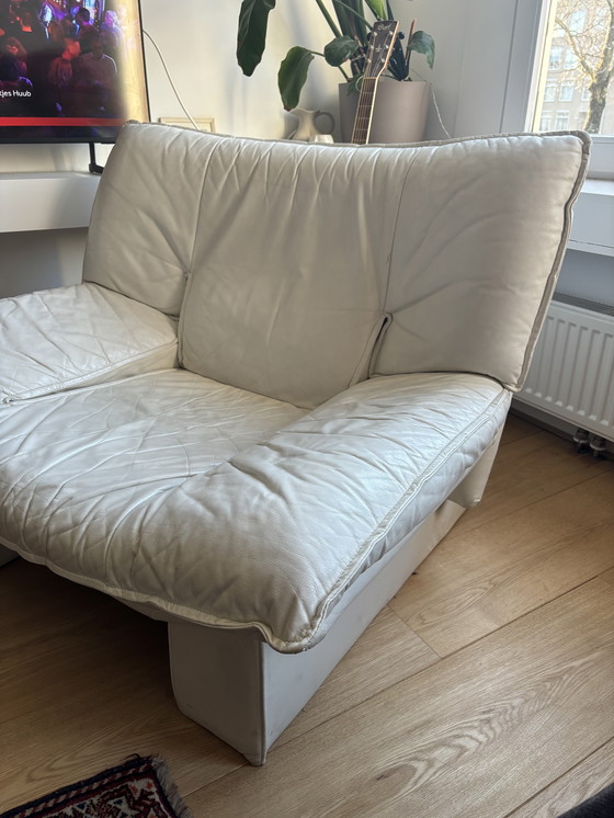 Image 1 of Vintage Italiaanse wit lederen designer fauteuil 