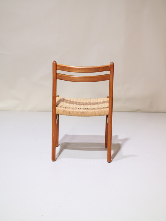 Image 1 of 4x Chaises de salle à manger Papercord Teck Danois Vintage
