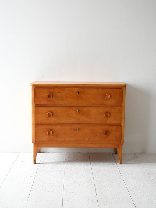 1950s Scandinavian vintage oak chest of drawers