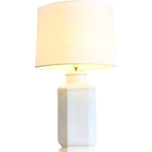 Vintage weiß lackierte Keramik-Tischlampe, Italien 1970