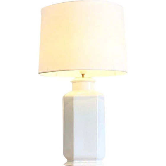Image 1 of Vintage white lacquered ceramic table lamp, Italy 1970
