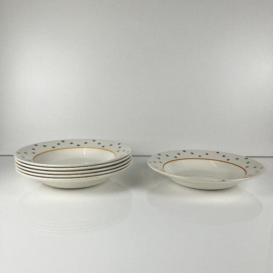 Image 1 of Set van 6 GIEN soepborden, Primefleur creatie, model "Constellation", 1950