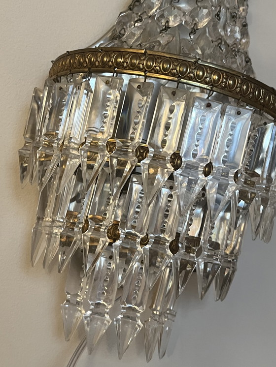 Image 1 of Set Of 2 French Pocket Chandelier Wall Lights Crystal Pendants