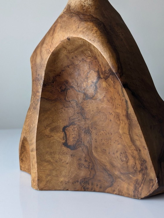 Image 1 of Lampada da tavolo organica moderna in legno d'ulivo intagliato, stile scultoreo, anni '70