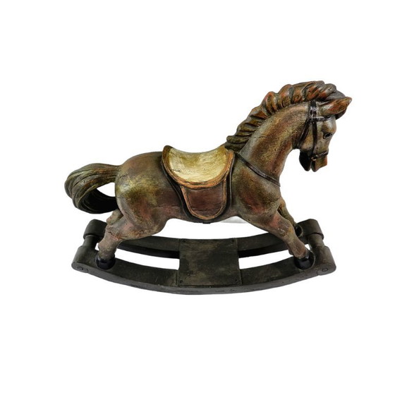 Image 1 of Stoer Houten Schommelpaard – Retro / Vintage Decoratie