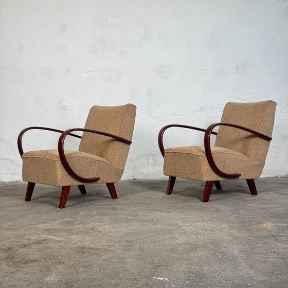 Image 1 of Een paar volledig gerestaureerde Jindřich Halabala Type C fauteuils, jaren 1930 – Tsjechoslowaakse Art Deco