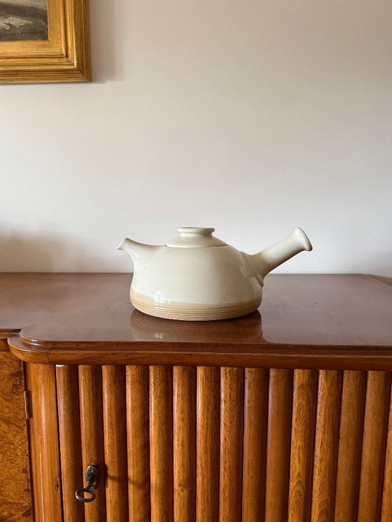 Image 1 of Teekanne aus cremefarbenem Kunststein im Mid-Century-Modern-Stil, Franco Bucci, Italien, ca. 1970