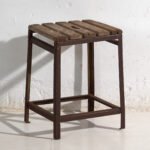 Antique industrial stool in pine wood and iron – Central Europe, circa 1950 – Industrieel (photo 6 of 40)