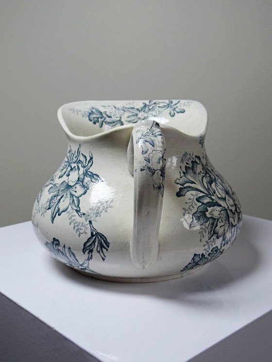 Image 1 of Aardewerken waskan "Floréal", Givors aardewerk, 19e eeuw, bloemversiering