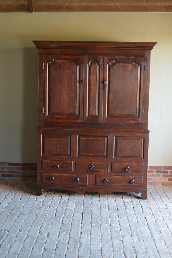 Image 1 of Antique oak wood cabinet, closet.