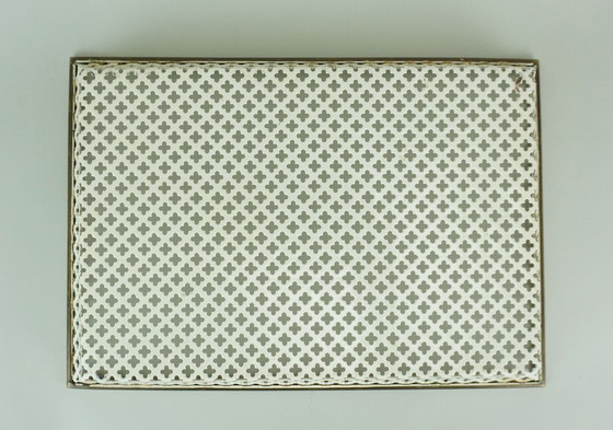 Image 1 of mid century modern TRAY, perforated metal and brass, attr. to mathieu mategot 1950s