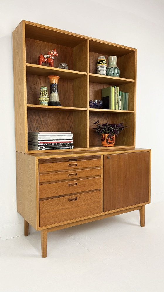Swedish Vintage Teak Veneer Bookcase – Storage cabinet, Wood, Mid Century Modern (photo 4 of 15)