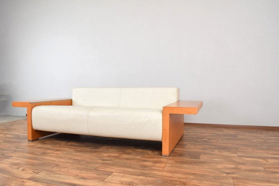 Italiaanse leren bank van Giorgetti, jaren 80. – 3-5 zitsbanken, Wood (photo 14 of 15)