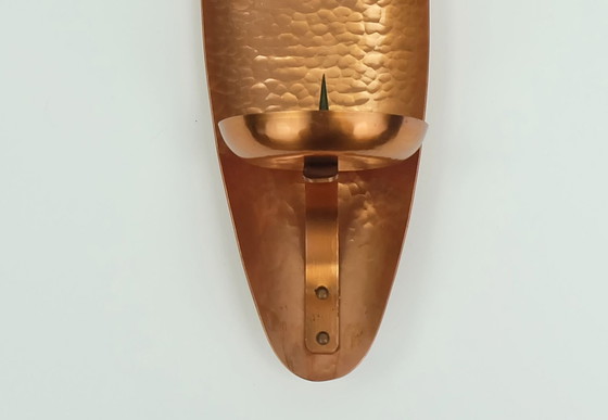 Image 1 of Excepcional candelabro de pared grande de mediados de siglo, de cobre martillado, de los años 50 y 60