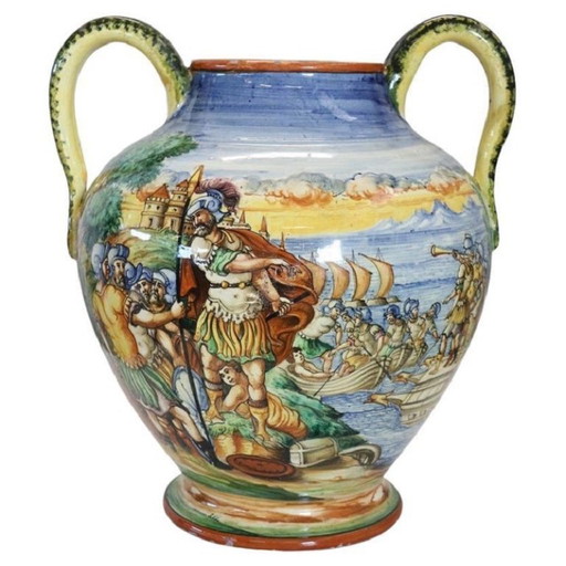 Vase en céramique à décor classique, Florence Italie années 1980