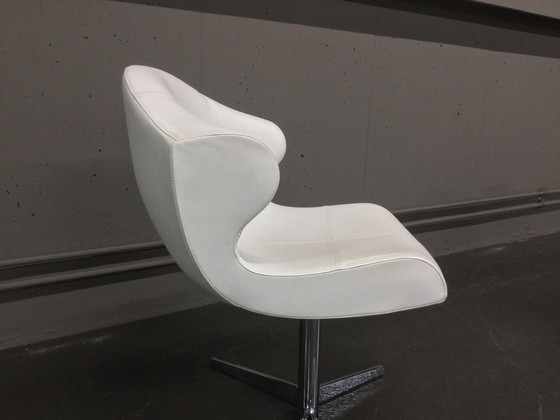 Image 1 of 2x Lignet Roset Bridge Chair Alster Silla giratoria de cuero Sillón blanco