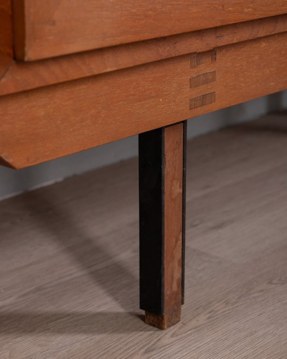 Image 1 of 1960s Italian Design Two-Door Wardrobe in Wood and Fabric