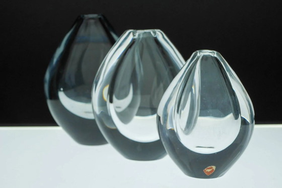 Image 1 of Crystal Lucid Drop Glass Vases by Sven Palmqvist for Orrefors, Sweden, 1950s, set of 3
