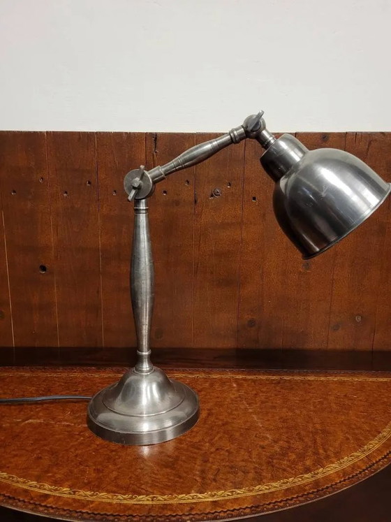 Lampada da scrivania vintage industriale in peltro, Lampade da tavolo, Metallo, Argentato, Industrieel (foto 2 di 6)