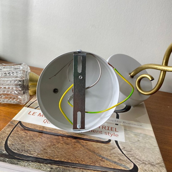 Image 1 of Coppia di applique a collo d'oca in ottone con paralumi a tulipano in vetro trasparente