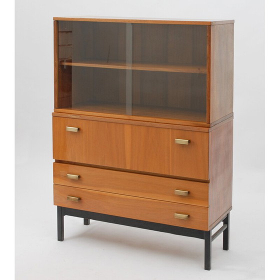 Image 1 of Vintage walnut and glass bookcase for Interiér Praha, Czech Republic 1960