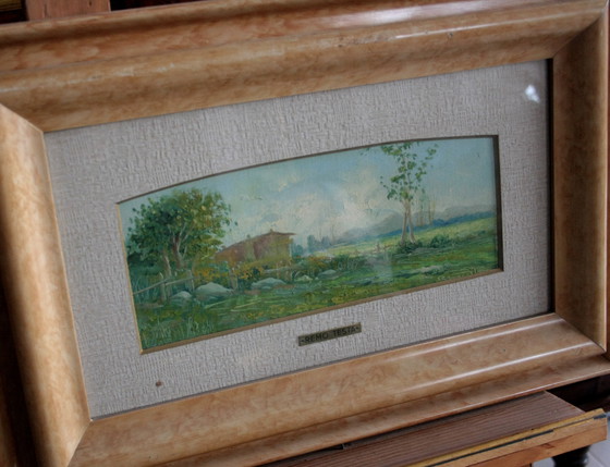 Image 1 of Remo Testa, paire de paysages, marine et campagne, milieu du 20e siècle, Italie